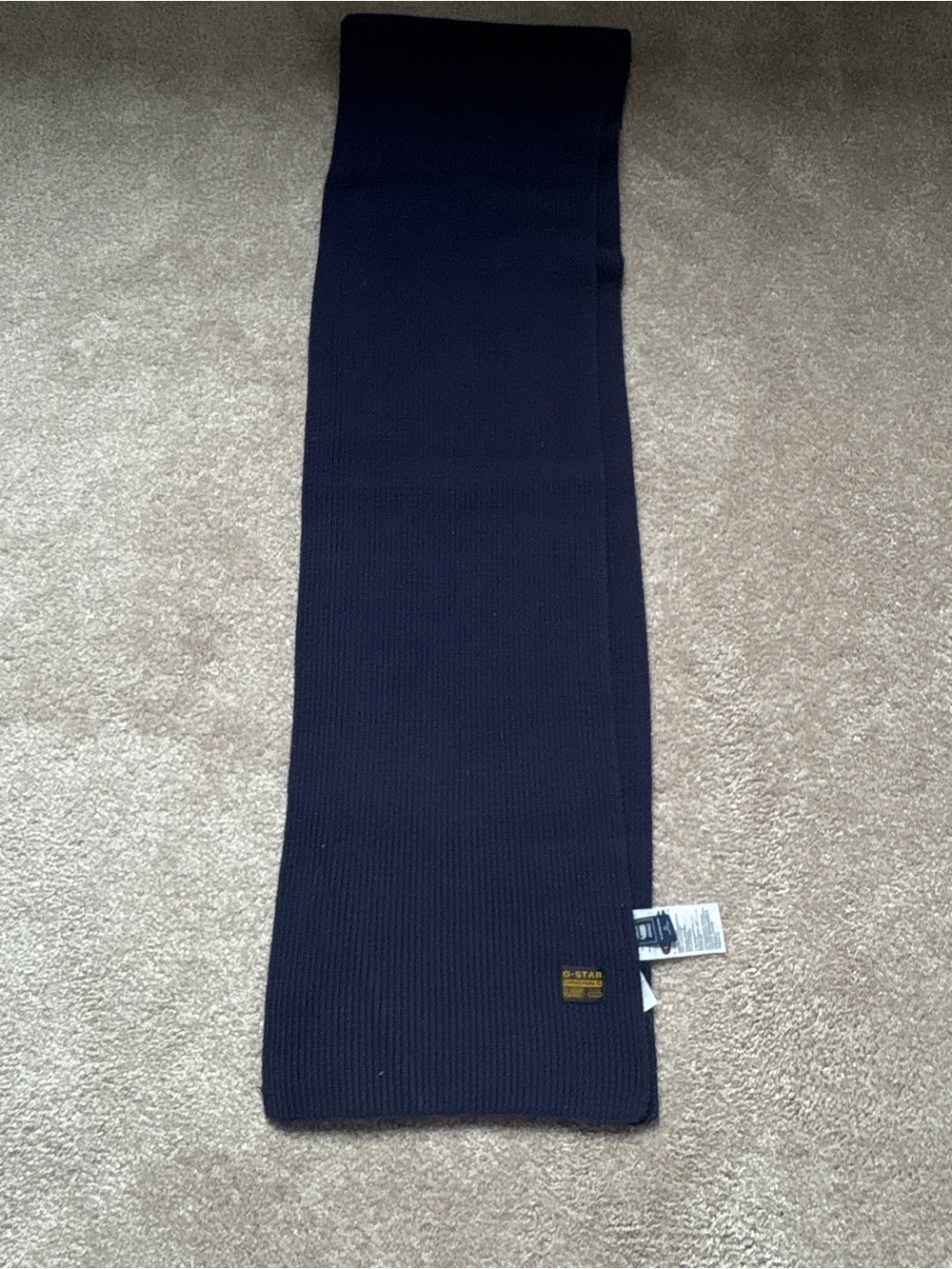 G-Star Dark Navy Ribbed Knit Scarf